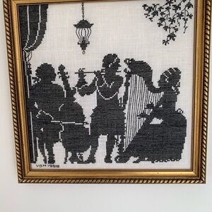 Vintage Black & White Danish Cross Stitch Art